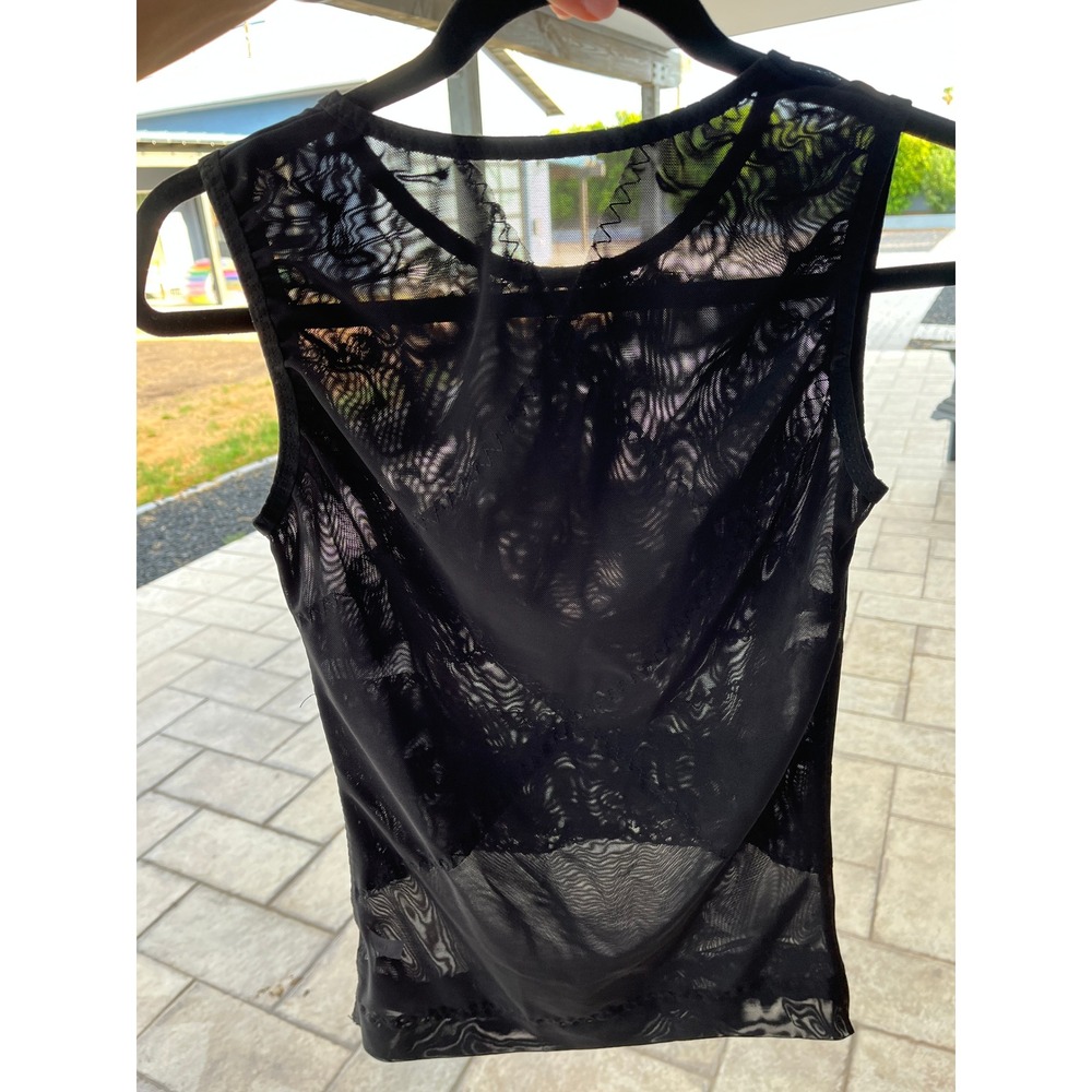 ISUP Mens Black Sheer Mesh Compression Tank Top Athletic Base Layer Large L - Picture 2 of 8